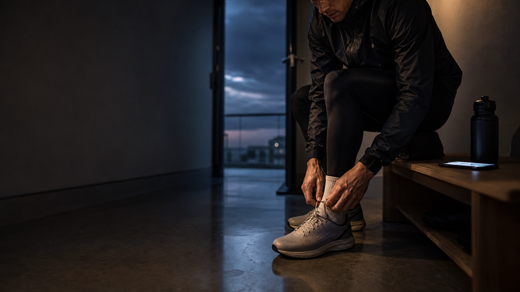 An athlete lacing up shoes before a session built around their actual schedule.