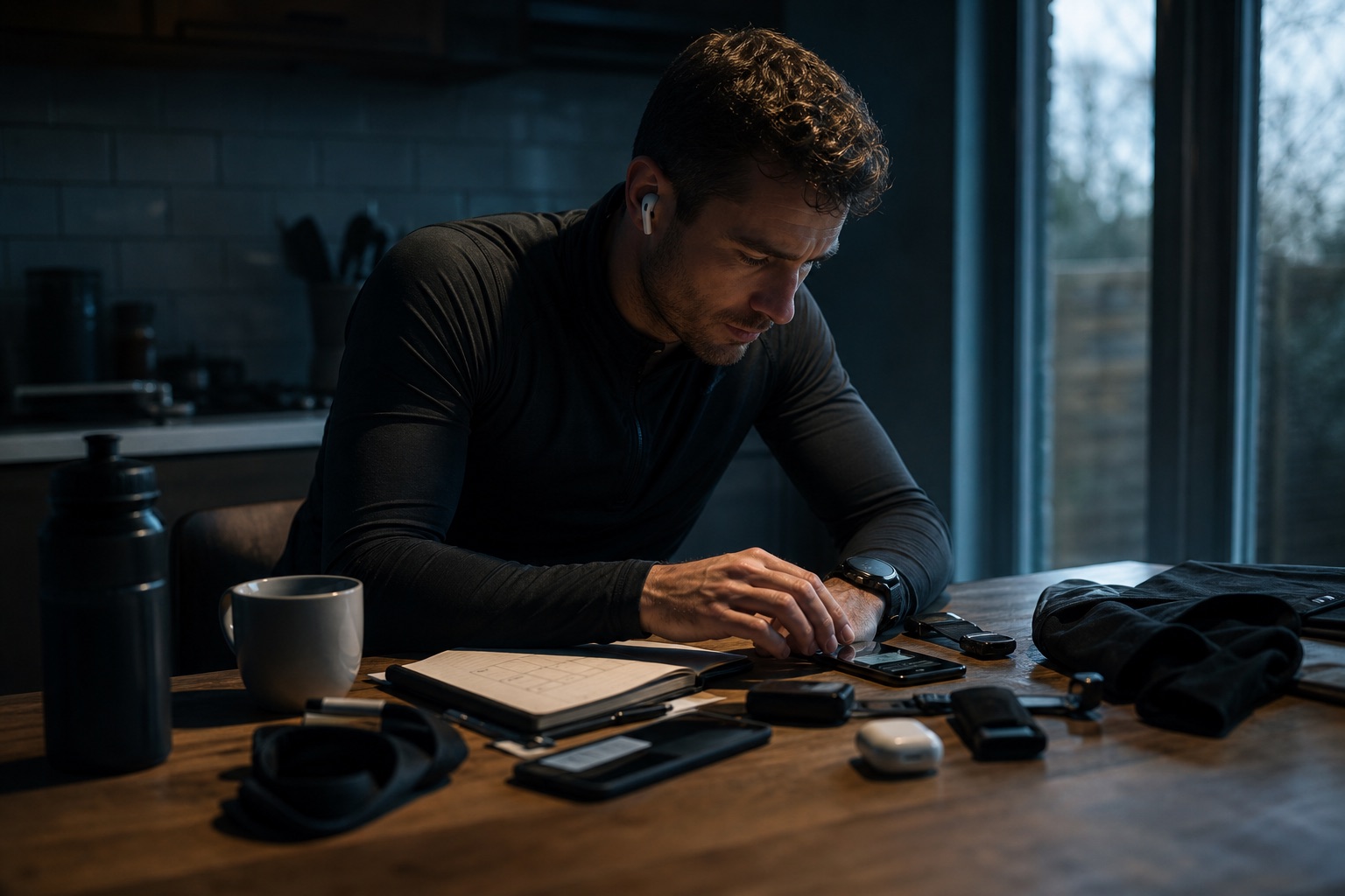 An athlete speaking a quick voice check-in into their phone straight after a session.